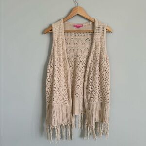Woman Within Beige Knit Cardigan Vest